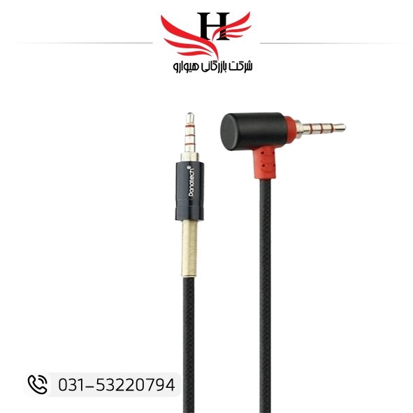 کابل صدا 1 به 1 پاناتک مدل PIONEER-P-A14 با روکش بافتنی مشکی و کانکتورهای فلزی طلایی